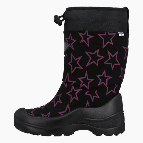 Kuoma Kids´ winter boots Lumilukko, Black Pink Star