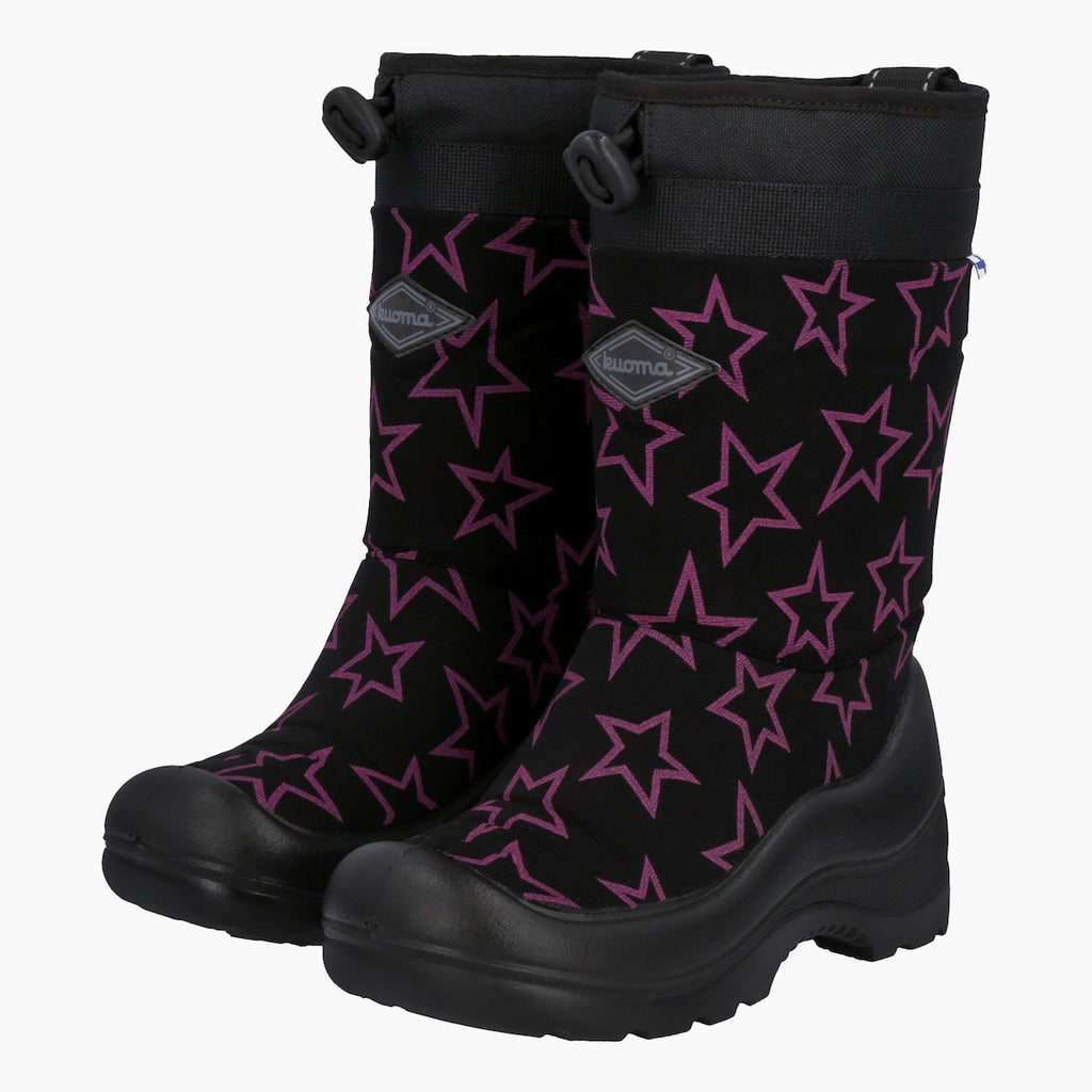 Kuoma Kids´ winter boots Lumilukko, Black Pink Star
