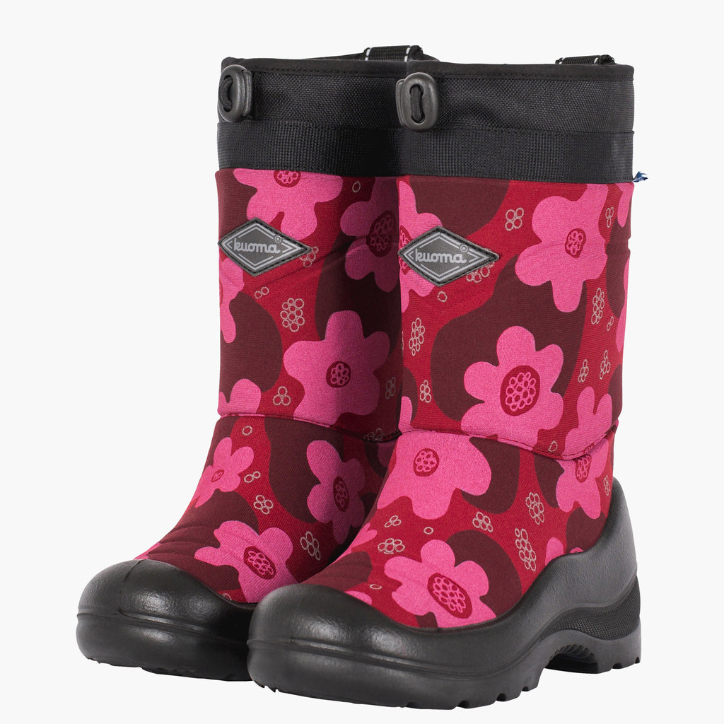 Kuoma Kids´ winter boots Lumilukko, Bordeaux Flower reflective