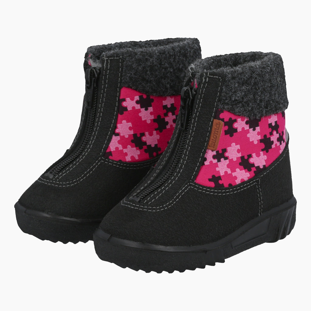 Kuoma Winter boots Baby fleececollar, Pink Puzzle